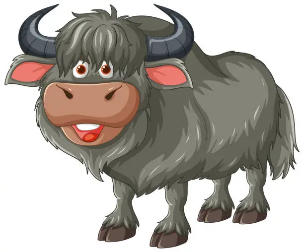 Vector illustration of A friendly yak character with a big smile