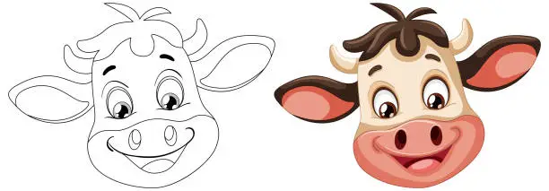 Vector illustration of Vector illustration of a happy cow face