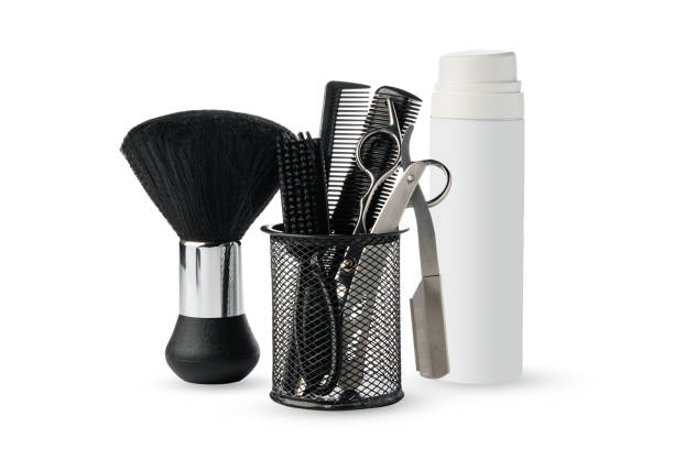 istock Professional hairdresser tools in cup isolated on white 2148922792