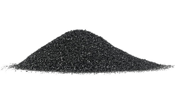 istock Pile of black sand isolated on a white background. Black sand dune. 2148923639