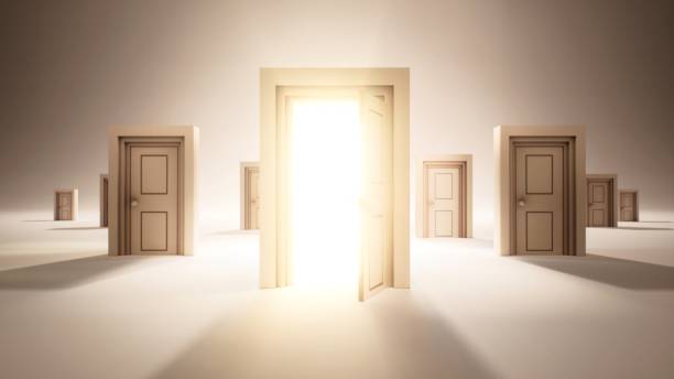 istock Door Opened Light On White Background 2148923854