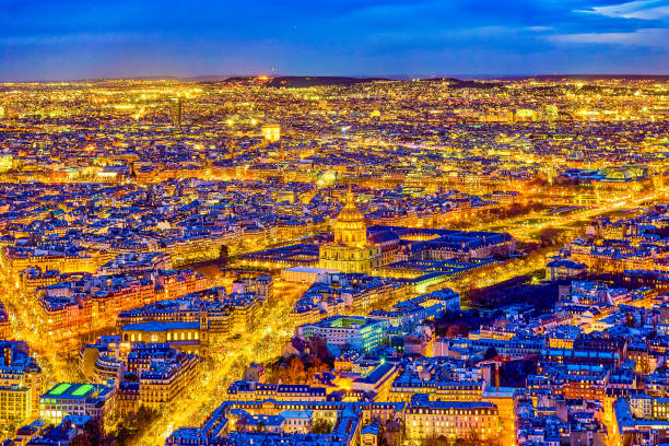 View from the Montparnasse tower on Magnificent Paris in early spring.
