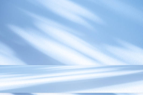 istock Wall interior background, studio, and backdrops show products. with shadow from window color white and blue light. background for text insertion and presentation of product 2148924569