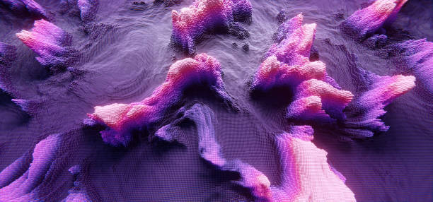 istock Abstract purple cubic landscape technology background. Technology concept 2148924719
