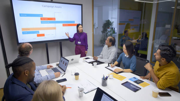 istock Businesswoman giving presentation 2148926180