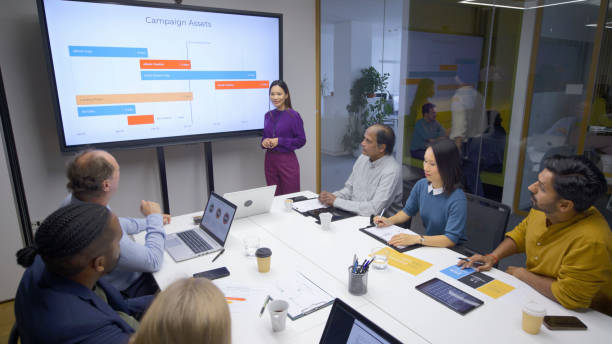 istock Businesswoman giving presentation 2148926192
