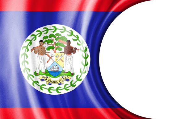 Abstract illustration, Belize flag with a semi-circular area White background for text or images.