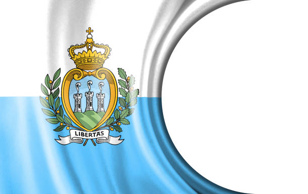 Abstract illustration, San Marino flag with a semi-circular area White background for text or images.