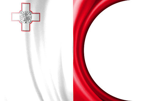 Abstract illustration, Malta flag with a semi-circular area White background for text or images.