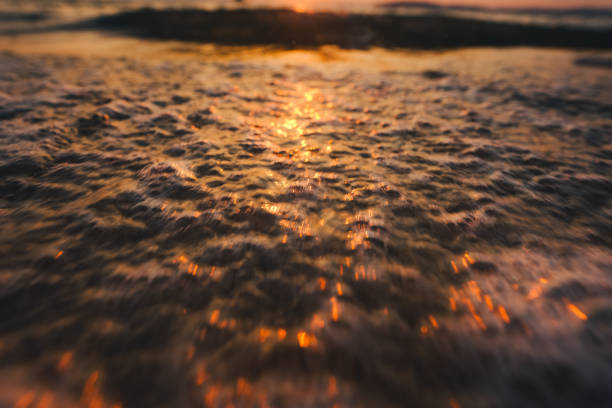 Sunset at Railay Beach with orange lights,Sunset at Railay Beach with orange lights