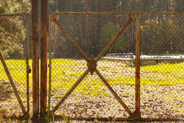 istock Old metal gate in nature. Background 2148934200