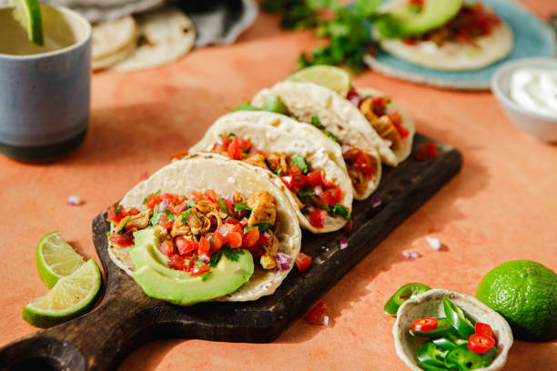 istock Homemade mexican tacos served on table 2148934501