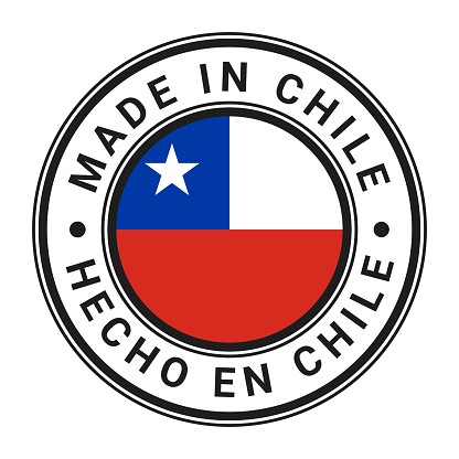 Made In Chile round stamp sticker with Chilean Flag vector illustration