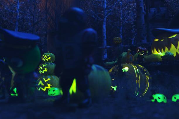 Step into a whimsical scene where cartoon zombies dance amidst green pumpkins forest shrouded in mist. Experience the quirky charm as these undead characters groove to the beat, their movements adding a playful twist to the eerie ambiance of the misty woods. Enhanced with vibrant visuals capturing the playful spirit of Halloween in a fantastical setting.Enhanced with stunning 3D rendering by cutting-edge graphics cards.