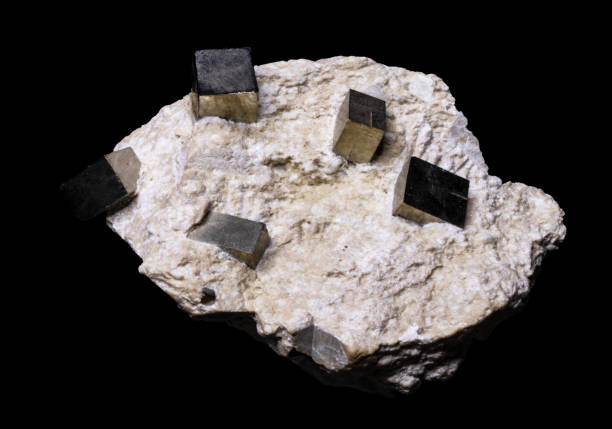 pyrite cubic crystals - sulfide stock-fotos und bilder