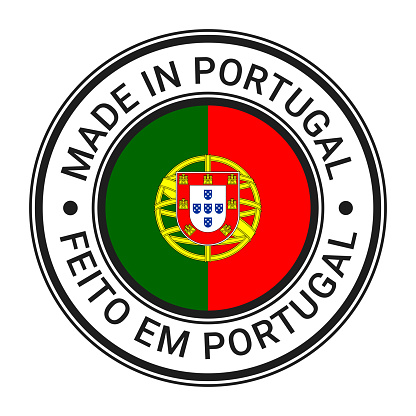 Made In Portugal round stamp sticker with Portuguese Flag vector illustration