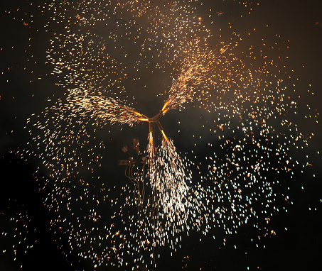 Firework sparks at night. Background.