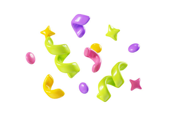istock Birthday party popper confetti streamers 3d render illustration. 2148941534