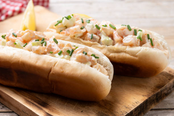 istock Lobster roll on wooden table 2148941592