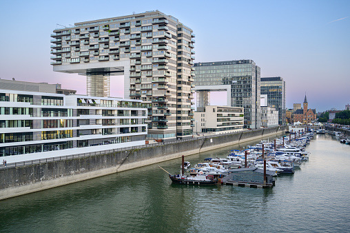 View of the so-called Rheinauhafen in Cologne, Germany.