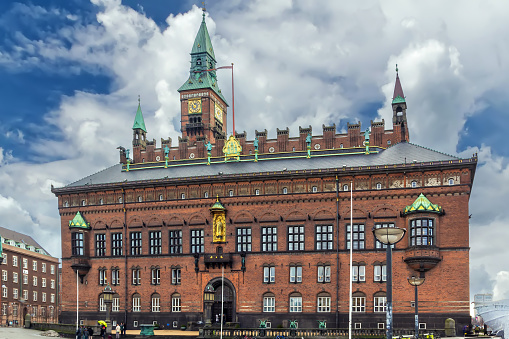 Copenhagen City Hall is situated on The City Hall Square in central Copenhagen, Denmark