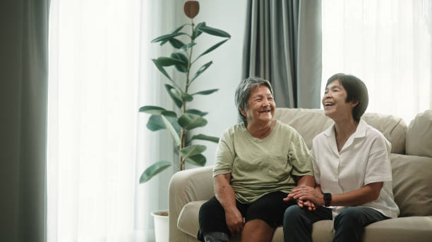 istock Elderly relax talking with her daughter. 2148946568