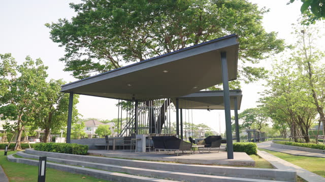 Modern Outdoor Pavilion in Lush Park Setting