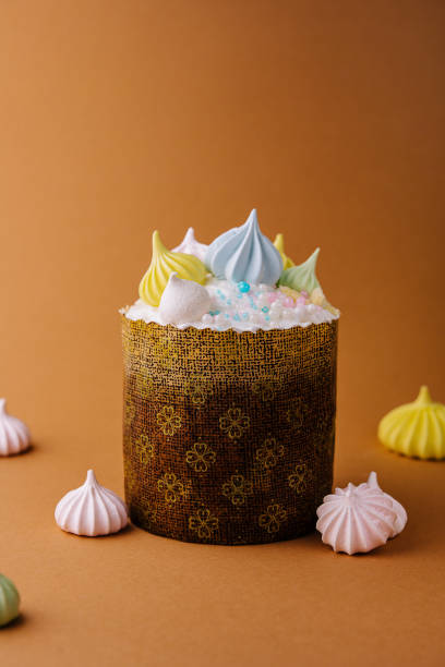 istock Elegant lace-wrapped mini cake with meringue toppings 2148948006