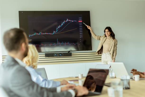 istock Insightful market analysis presentation by a professional at a modern conference room 2148948364