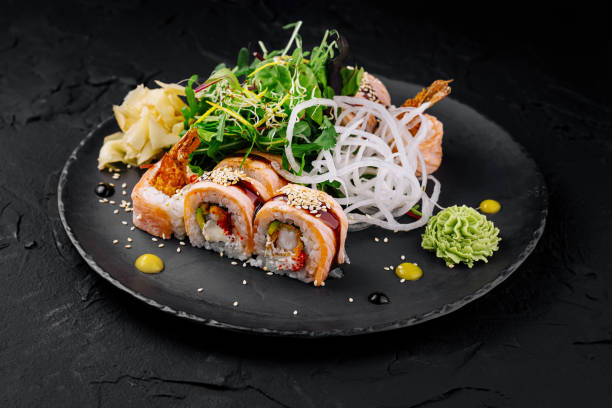 istock Gourmet sushi platter on black slate 2148948831