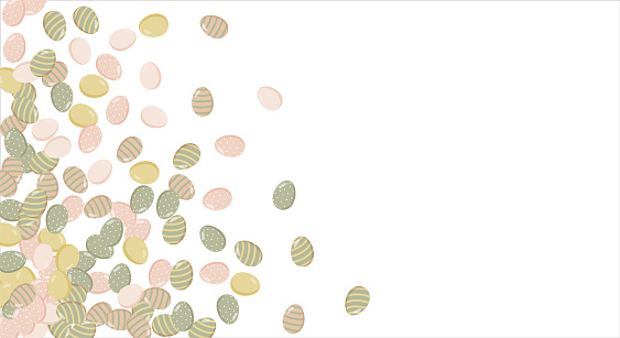 Happy Easter Banner. Pattern of eggs, flowers and twigs. For card, banner, poster, flyer, and web. Spring Festival Vector
