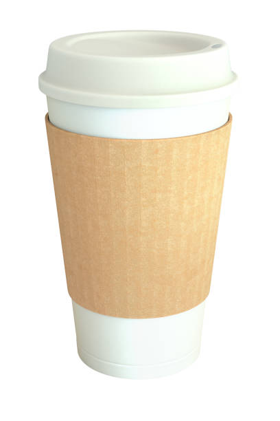 istock Blank white takeaway coffee cup with cover and sleeve isolated on white background 2148949344
