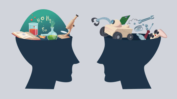 istock Head minds. human profile face with concept pictures with chemistry and robotics education 2148953379