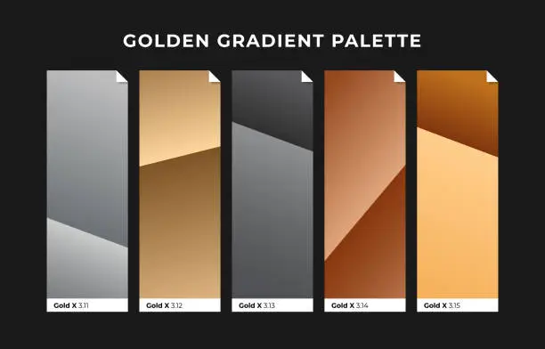 Vector illustration of Golden color palette. Gold, copper, bronze
