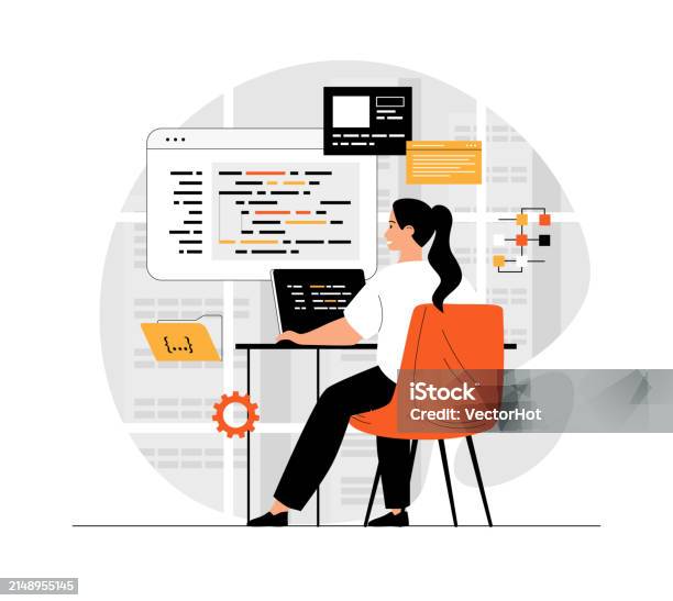 Software Development Programming Coding Developer Working On Computer ...