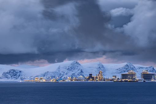 Arctic landscape with cloudy sky.
Hammerfest - Norway.