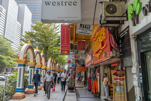 KL, Malaysia -April 9,2024 : People can seen exploring around Brickfields Little India in KL, it was transformed by the Indian community into a wide street with Indian stores and restaurants.