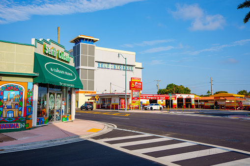 Miami, FL, USA - April 12, 2024: Sentir Cubano Cuban Store Miami Calle Ocho 8th street