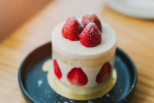 istock Strawberry cake, strawberry shortcake in the cafe. 2148963638