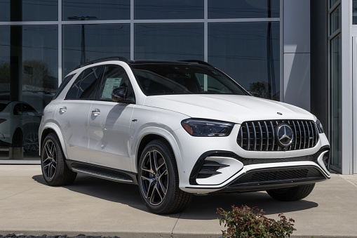 Indianapolis - April 14, 2024: Mercedes-Benz AMG GLE 53 SUV display. Mercedes offers the AMG GLE 53 with a 3.0L turbo and hybrid assist. MY:2024