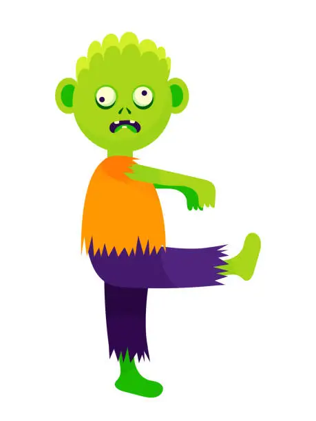 Vector illustration of Zombie. Walking Dead. Halloween. The green man is walking.