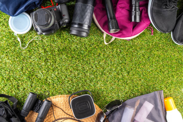 istock Camping list with various camp equipment 2148967768