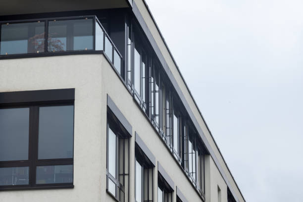 istock facade of an modern large house ,wall with windows 2148967851