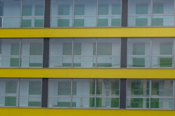 facade of an modern large house ,wall with windows