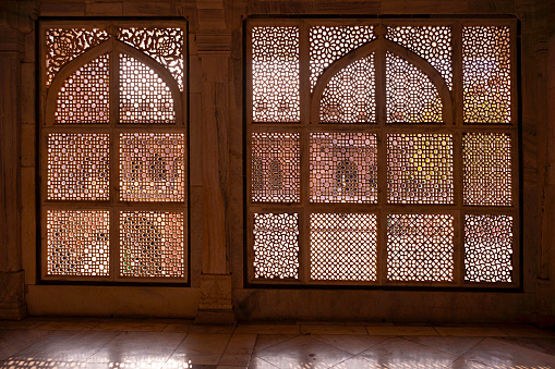 Jali screens, Tomb of Salim al-Din Chishti, Jama Masjid courtyard, Fatehpur Sikri, Uttar Pradesh, India