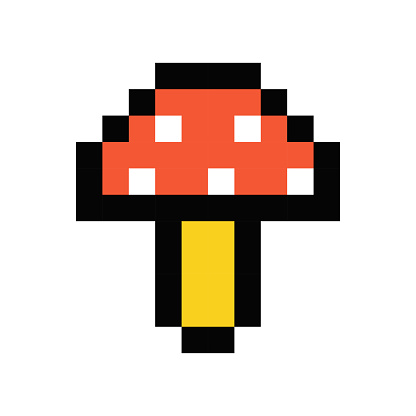 Fly agaric pixel art. Isolated vector illustration for your design. Vector illustration