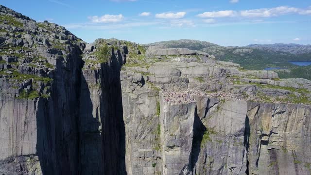 Preikestolen or Prekestolen or Pulpit Rock aerial panoramic view