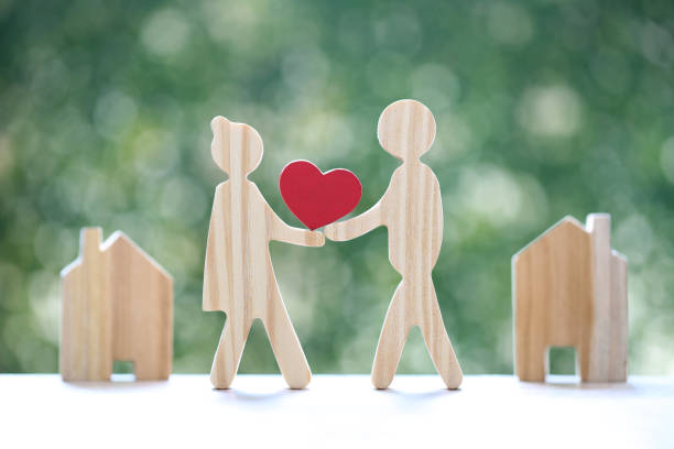 istock Friendship, Two neighbor friendly greeting on natural green background,Friendly relationship with neighbours concept 2148977170