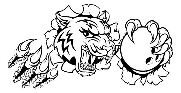 Vector illustration of Tiger Bowling Player Animal Sports Mascot