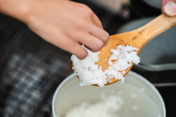 White rice cooked beautifully in a rice bowl